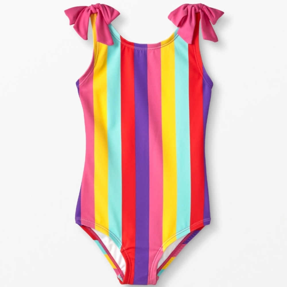 Hanna Andersson striped swimsuit with bow detail -  size 130 - NWOT